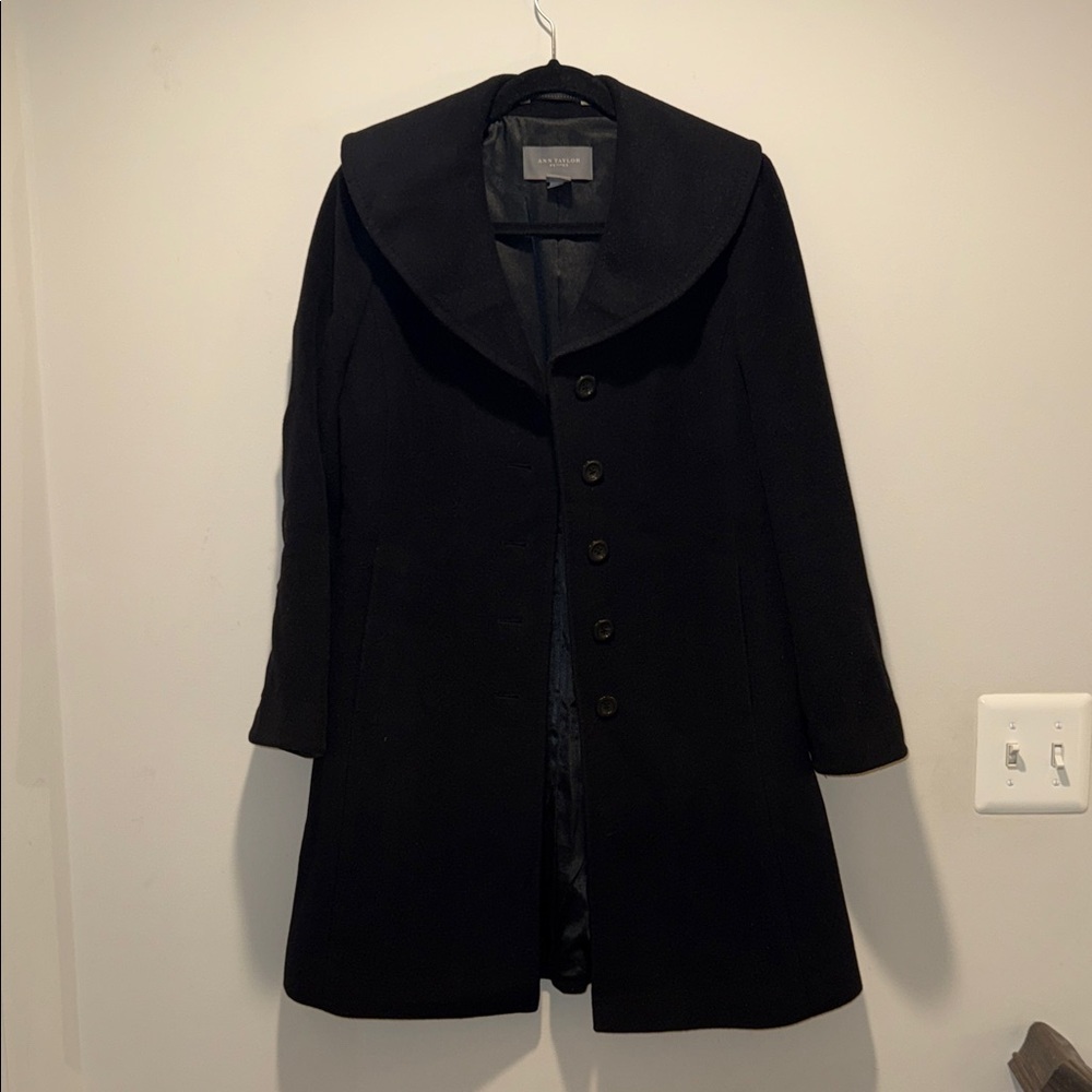 Ann Taylor Petite Wool &  Agora Coat | Size 4P | Black - Picture 2 of 9